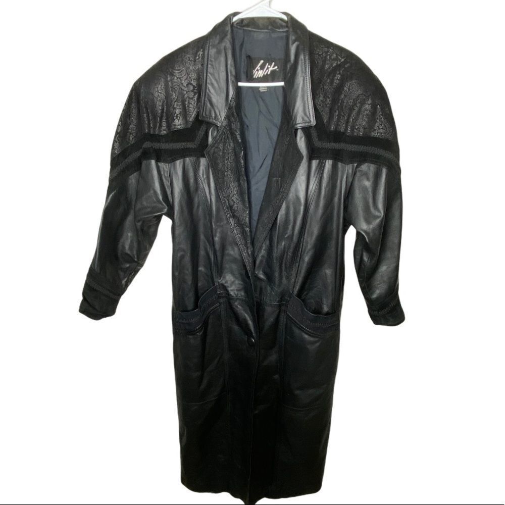 Vintage Winlit Leather Trench Coat Black